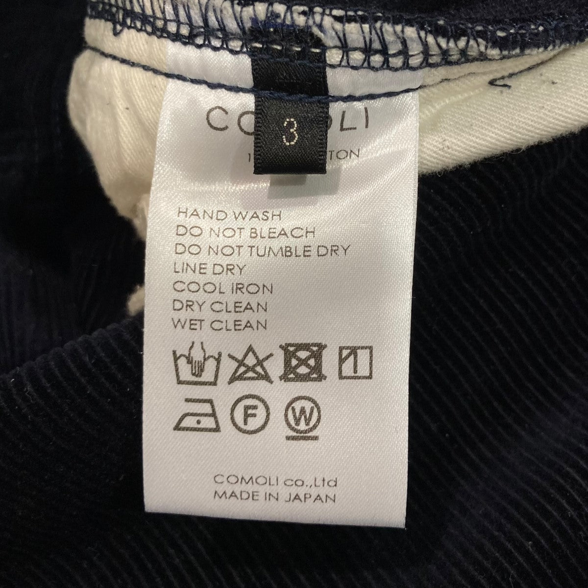 COMOLI(コモリ) コーデュロイパンツW03-03011 W03-03011 ネイビー