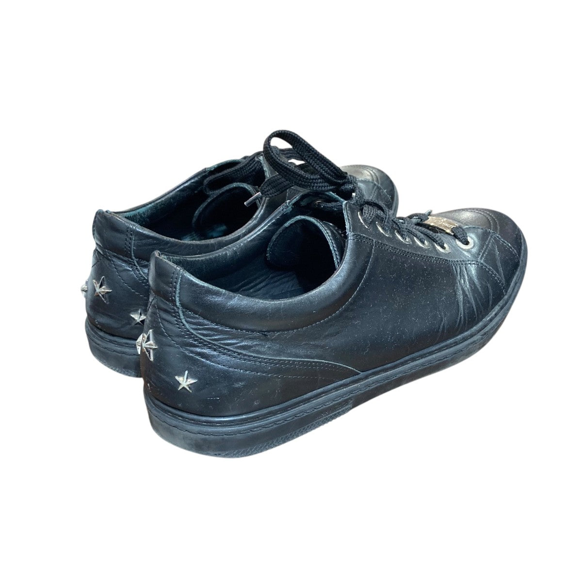 JIMMY CHOOスニーカー ブラック レザー クリスタル 美品 未使用に近い JIMMY CHOO(ジミーチュウ) レザースニーカー ブラック サイズ 44