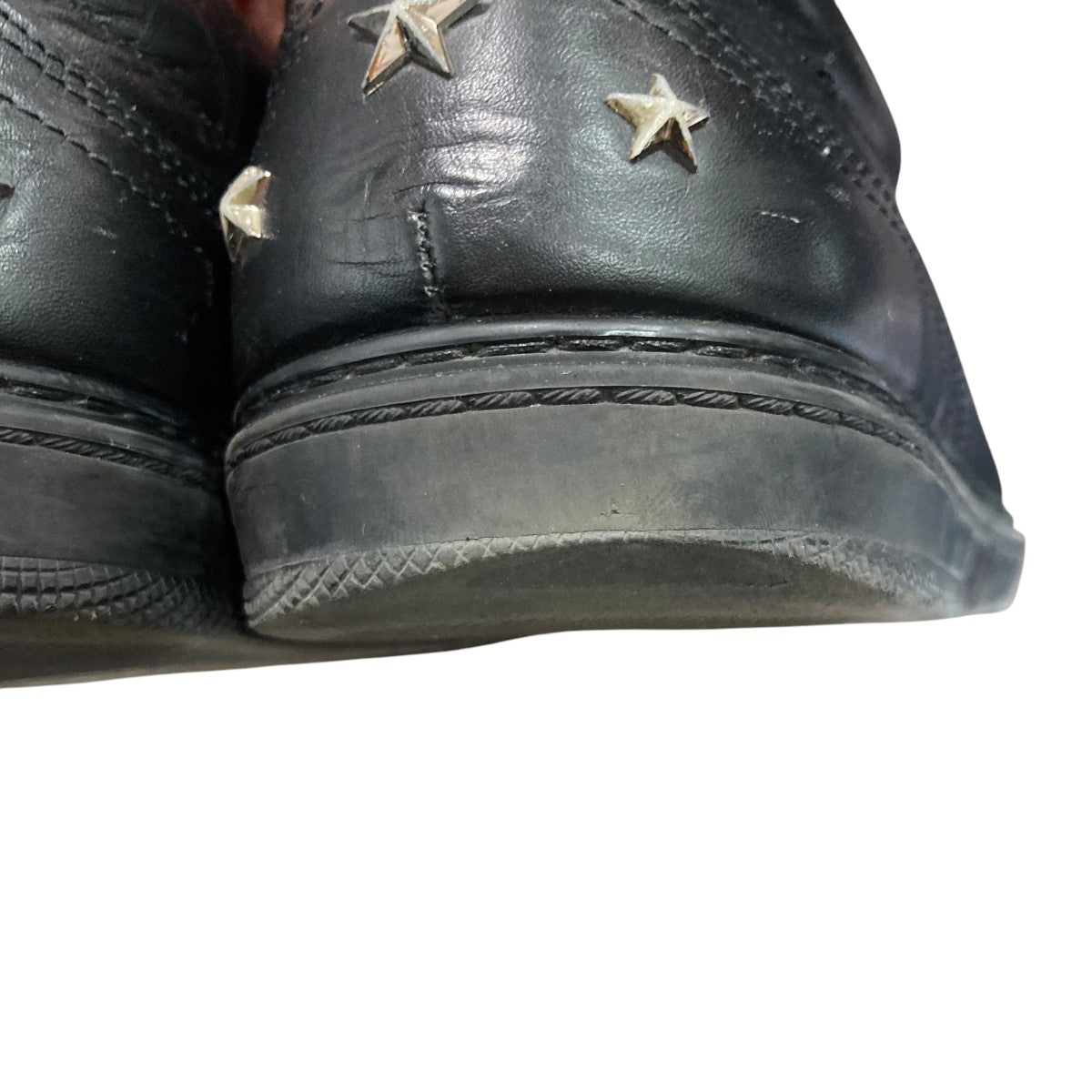 JIMMY CHOOスニーカー ブラック レザー クリスタル 美品 未使用に近い JIMMY CHOO(ジミーチュウ) レザースニーカー ブラック サイズ 44