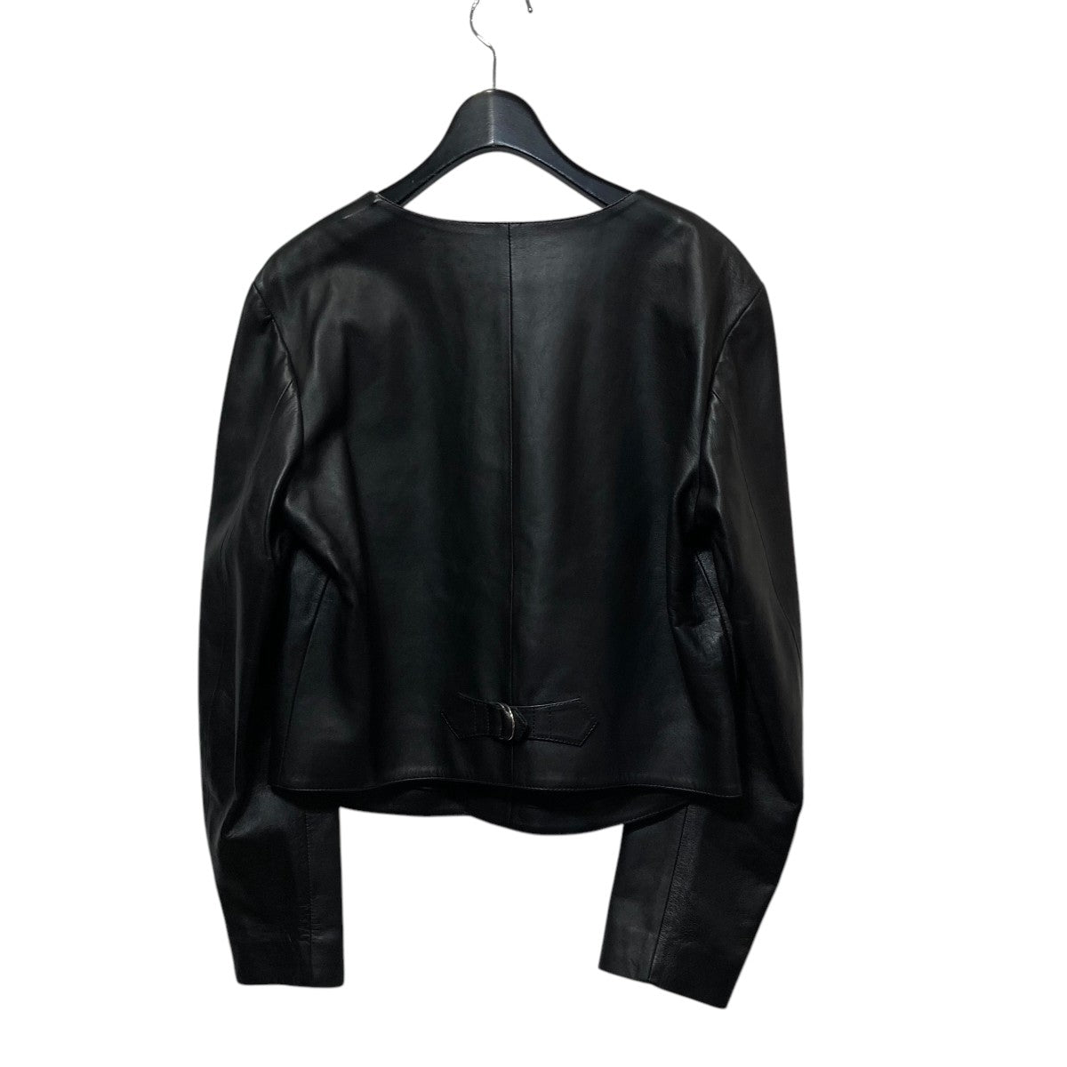 agnes b(アニエスベー) ノーカラーレザージャケット ブラック