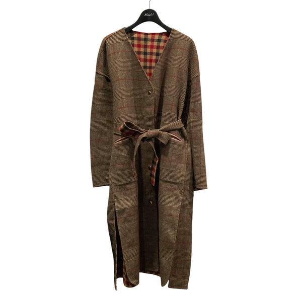 Drawer(ドゥロワー) 20AWリバーチェックVネックコートリバーシブルノー