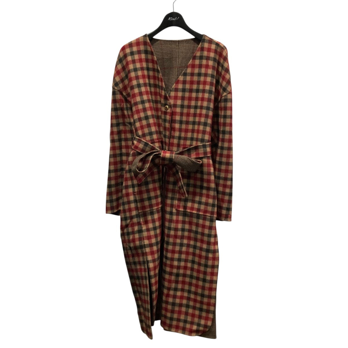 Drawer(ドゥロワー) 20AWリバーチェックVネックコートリバーシブルノー