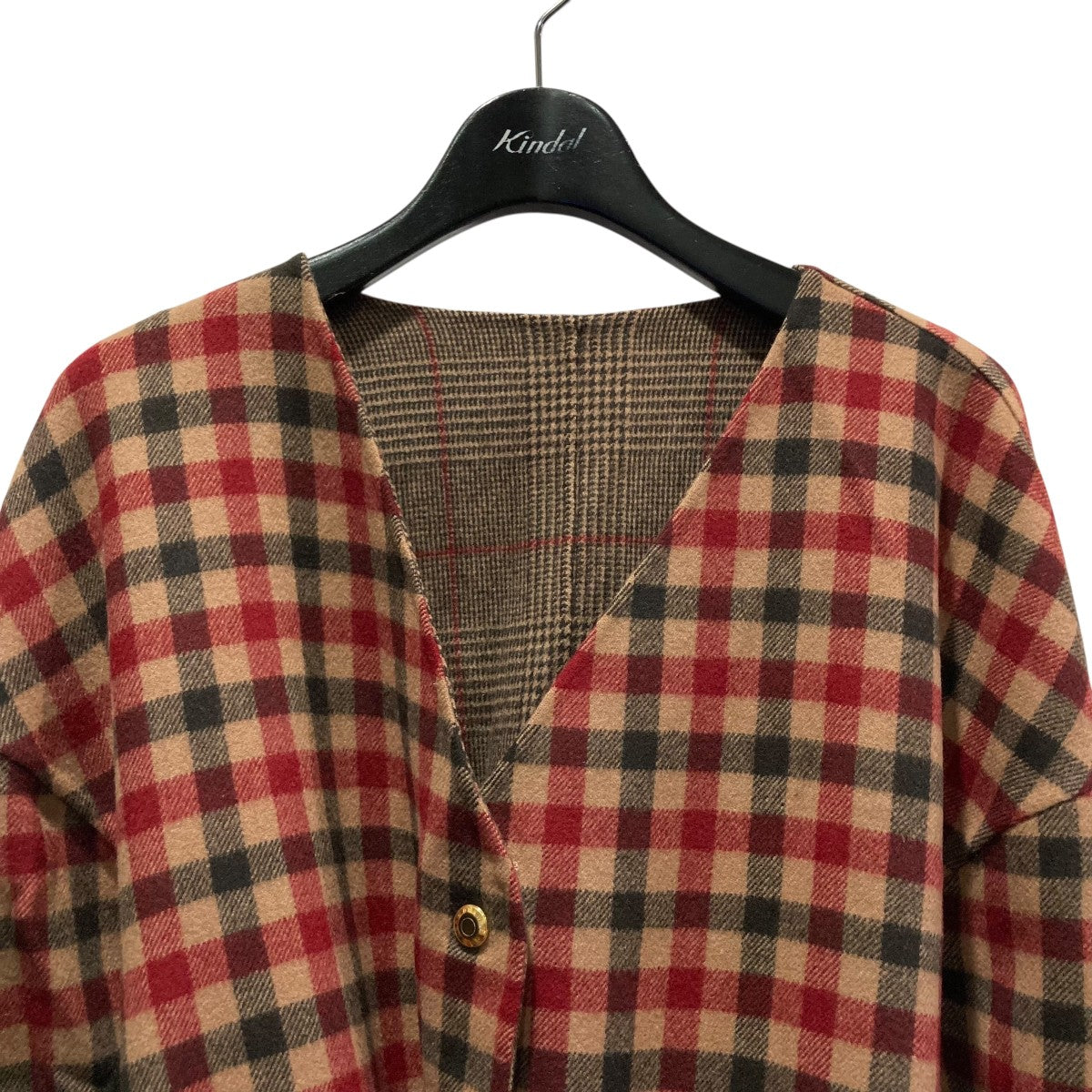 ドゥロワー Drawer 22AW リバーノーカラーコート リバーシブル 34 ドゥロワー Drawer リバーシブルコート ノーカラー ロング 34 紺