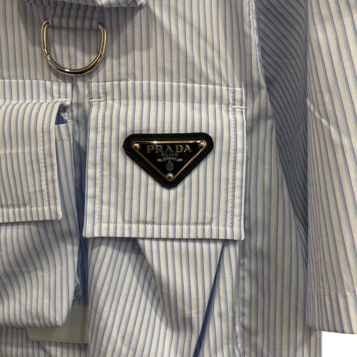 PRADA(プラダ) マルチポケットストライプ半袖シャツSC769 SC769