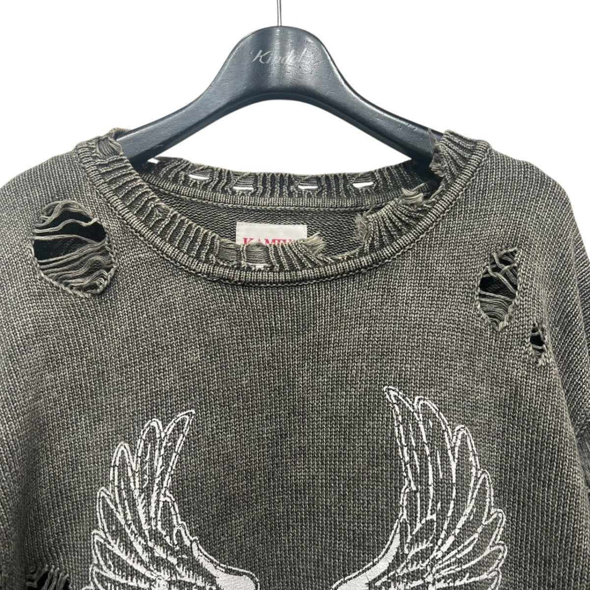 KAMIYA(カミヤ) 24AWBleached Print Knit Sweaterダメージプリント