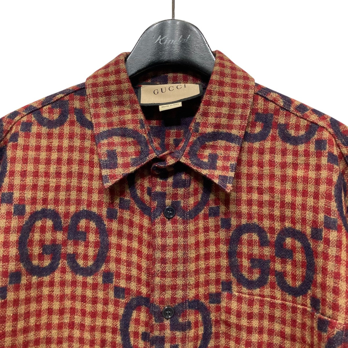 GUCCI(グッチ) マキシGGギンガムウールシャツ756842 756842 レッド