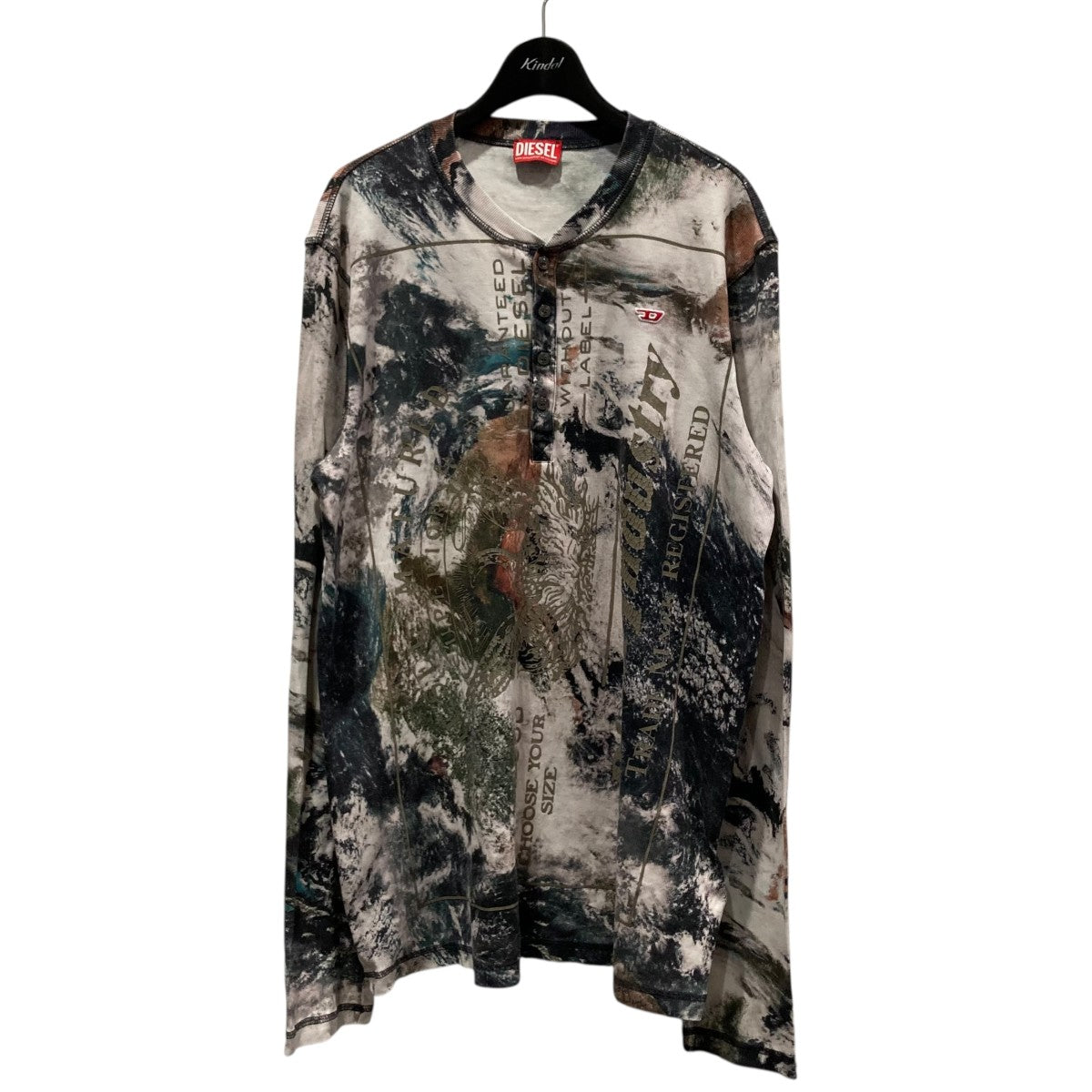 DIESEL(ディーゼル) 総柄ヘンリーネックカットソーT-JUSER-L1 T