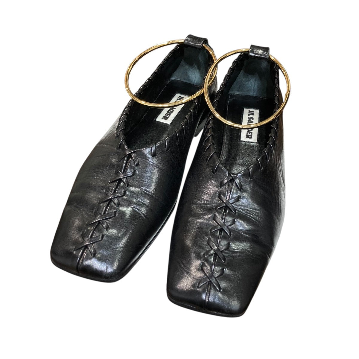 JIL SANDER ジルサンダー アンクレット バレリーナ ブラック【37】 JIL SANDER バレリーナジルサンダーアンクレットフラットシューズ