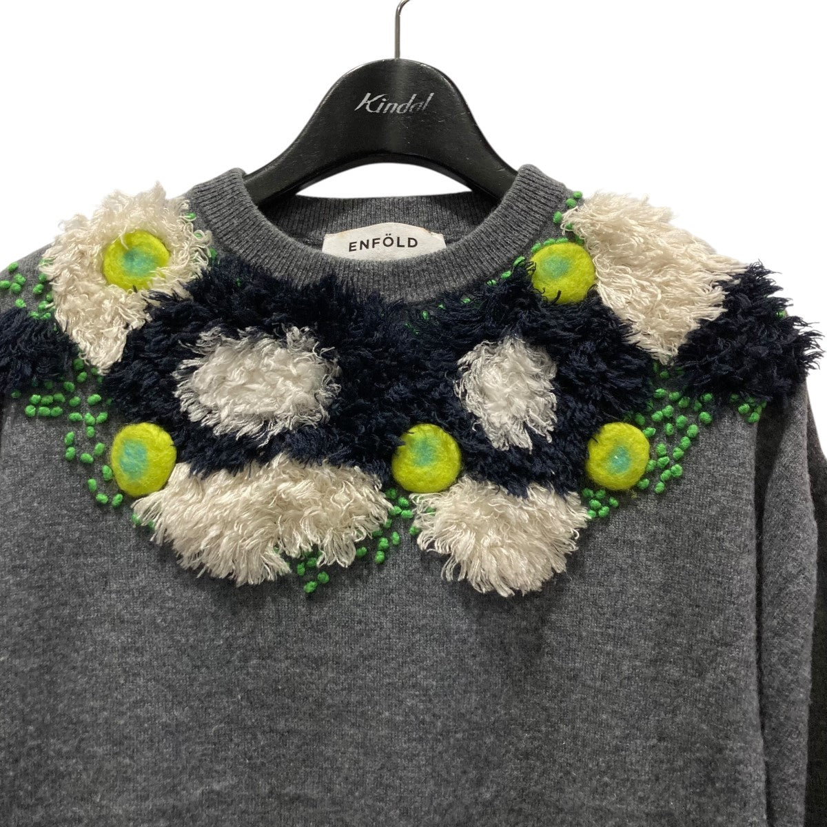 【ENFOLD】24AW　新品タグ付き　ＢＵＭＰＹ　ＰＵＬＬＯＶＥＲ　38グレー ENFOLD(エンフォルド) デザインニット グレー サイズ 38｜【公式