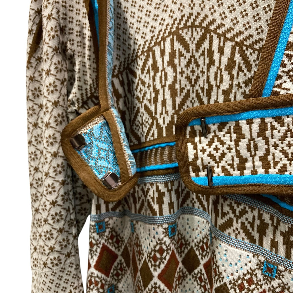 マメクロゴウチ フェアアイルニットワンピース 定価7.5万円 MERCURYDUO フェアアイルブラウジングニットワンピース（ネイビー