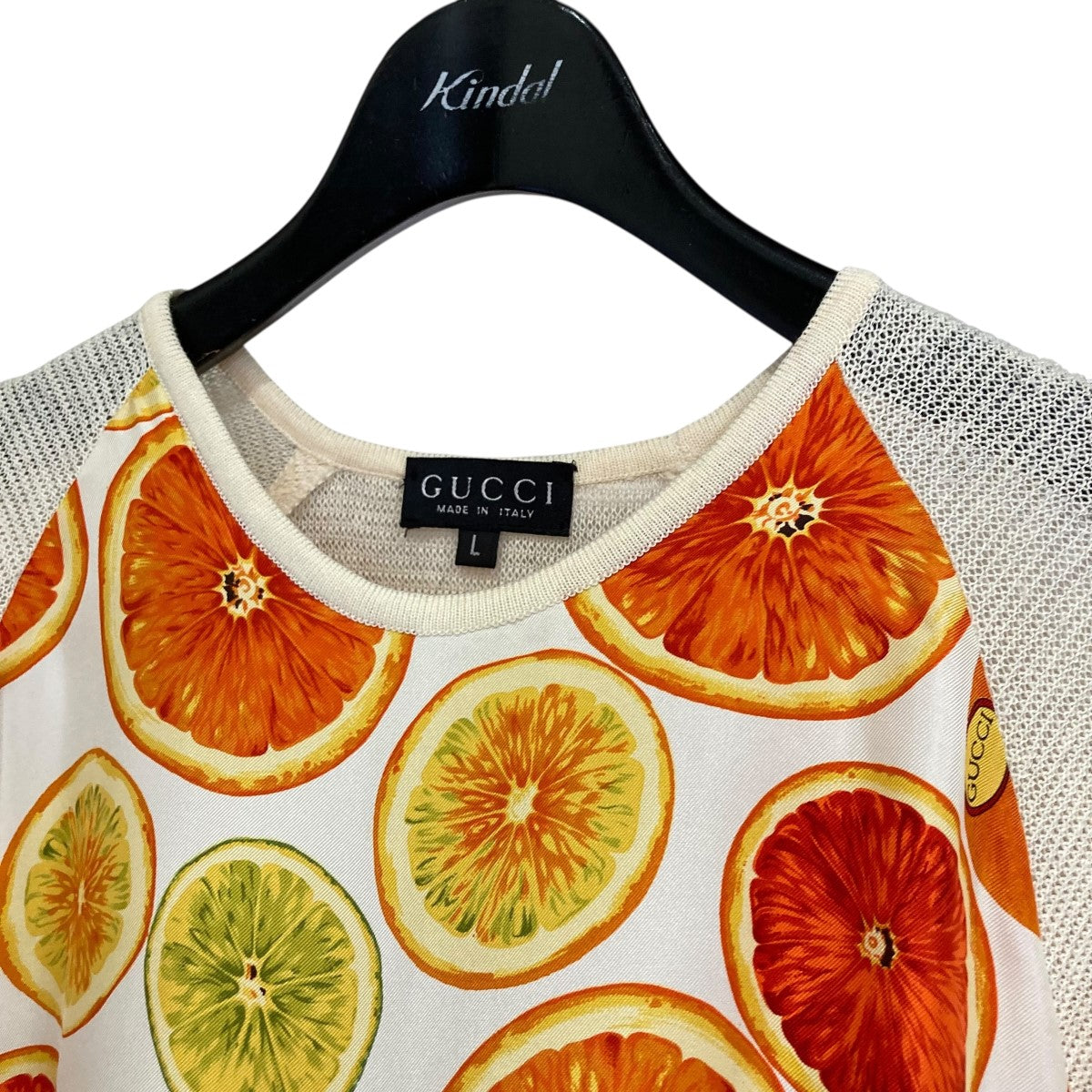 GUCCI オレンジプリント半袖ニット 古着・中古-3枚目のアイテム画像