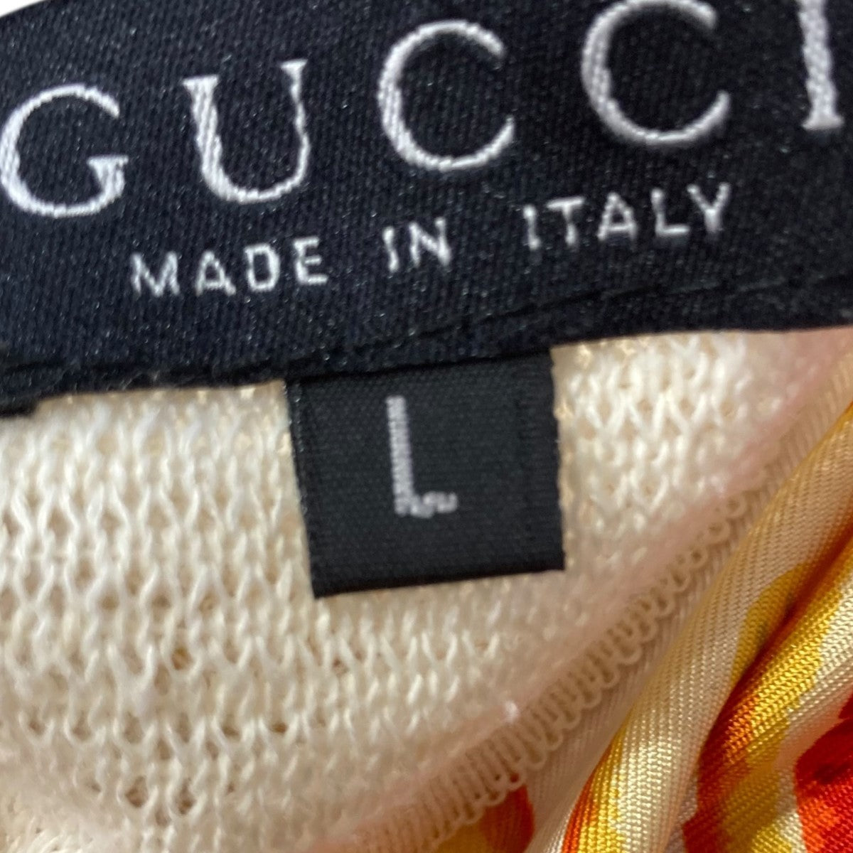 GUCCI オレンジプリント半袖ニット 古着・中古-6枚目のアイテム画像