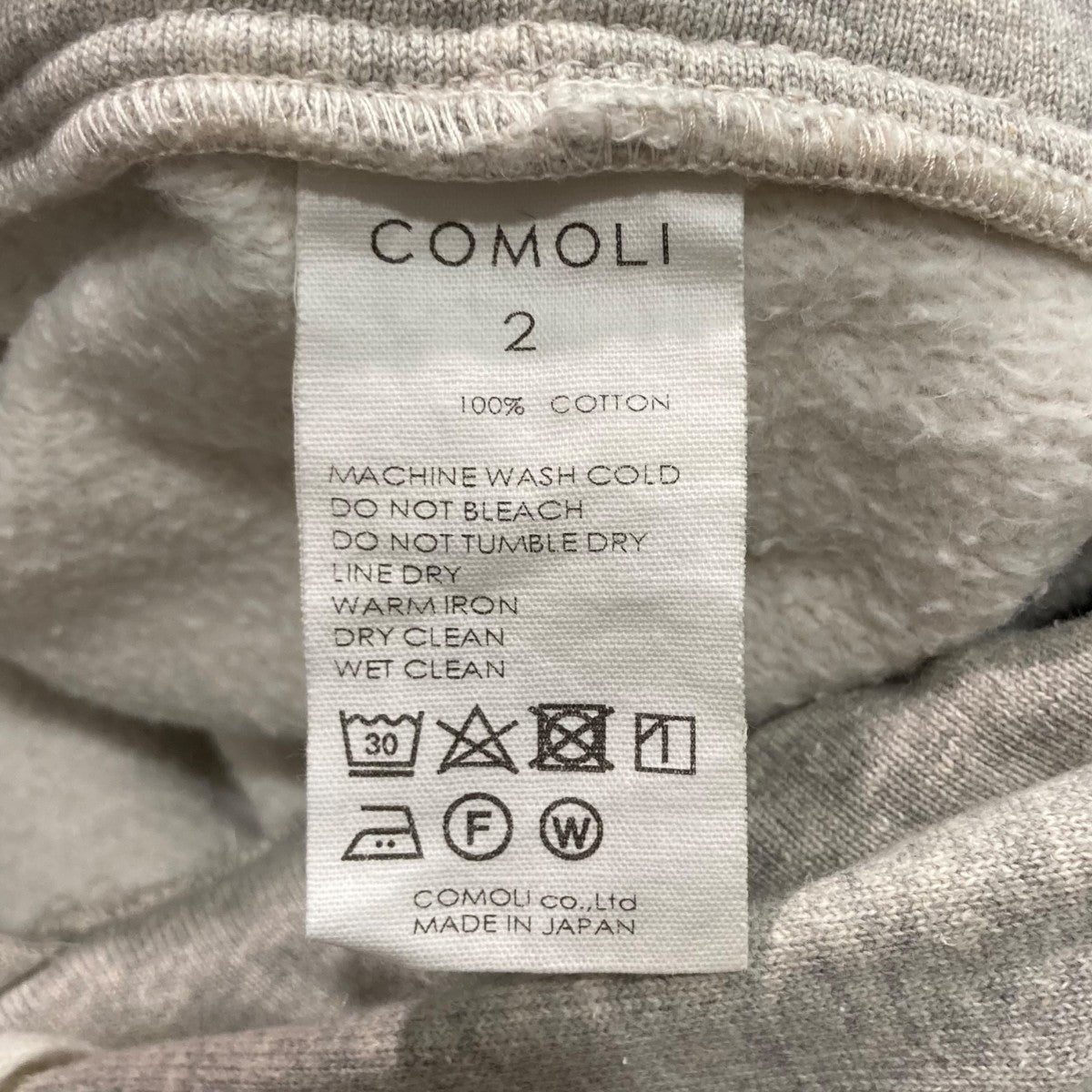 COMOLI(コモリ) 23AWコットン吊り裏毛フーディY03-05001 Y03