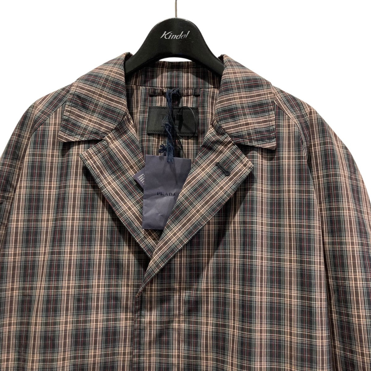 PRADA バック三角デザインコットンチェックコートSGC214 古着・中古-3枚目のアイテム画像