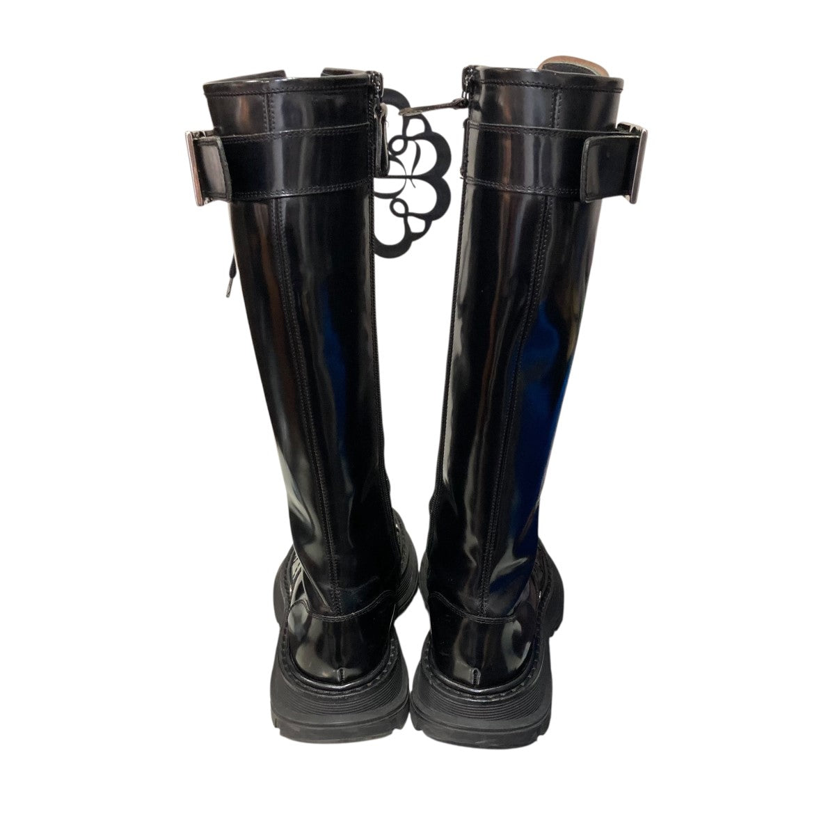 ALEXANDER McQUEEN レースアップロングブーツ595466 595466 ブラック 