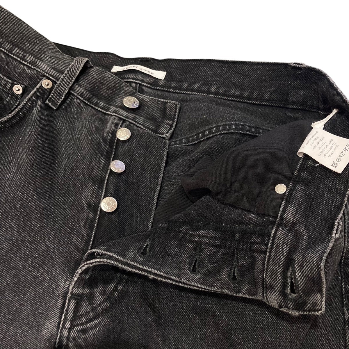 フォロー割専用【新品】Sunflower ツイストワイドワークパンツ ブラック SUNFLOWER(サンフラワー) WIDE TWIST WASHED BLACKワイド