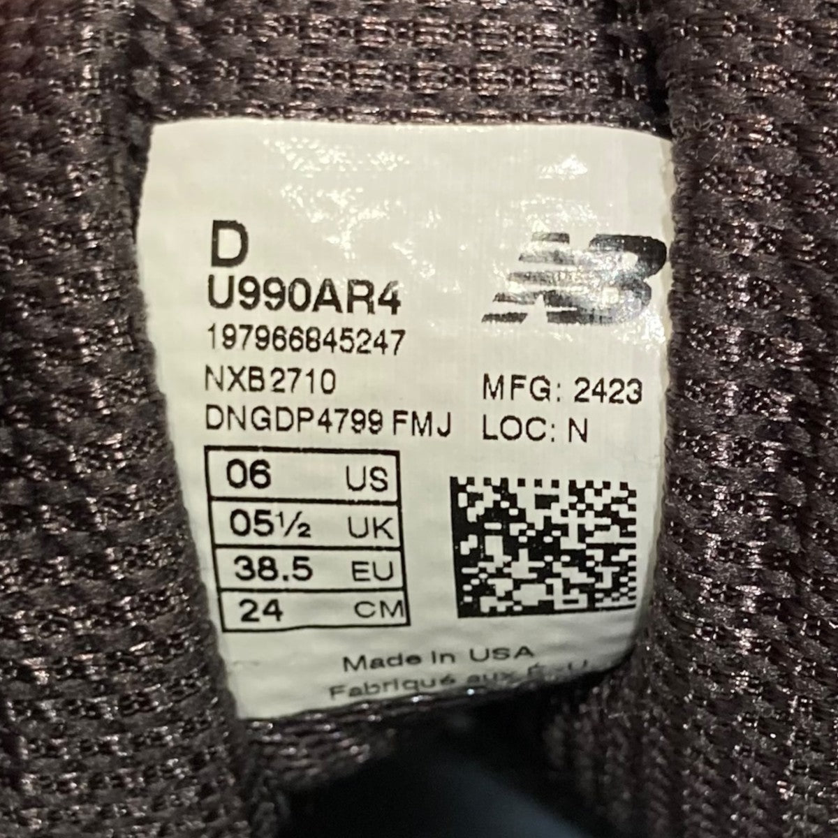 NEW BALANCE×AURALEE スニーカーU990AR4 古着・中古-7枚目のアイテム画像