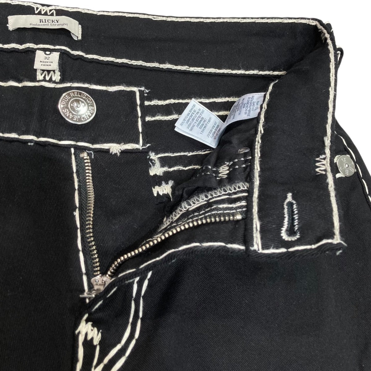 True Religion デニムパンツ ブラック 黒 スタッズ W35 TRUE RELIGION(トゥルーレリジョン) デニムパンツ ブラック