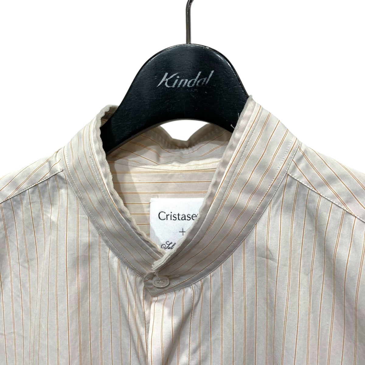 【美品】cristaseya バンドカラーシャツ Cristaseya(クリスタセヤ) STRIPED COTTON MAO SHIRTストライプ