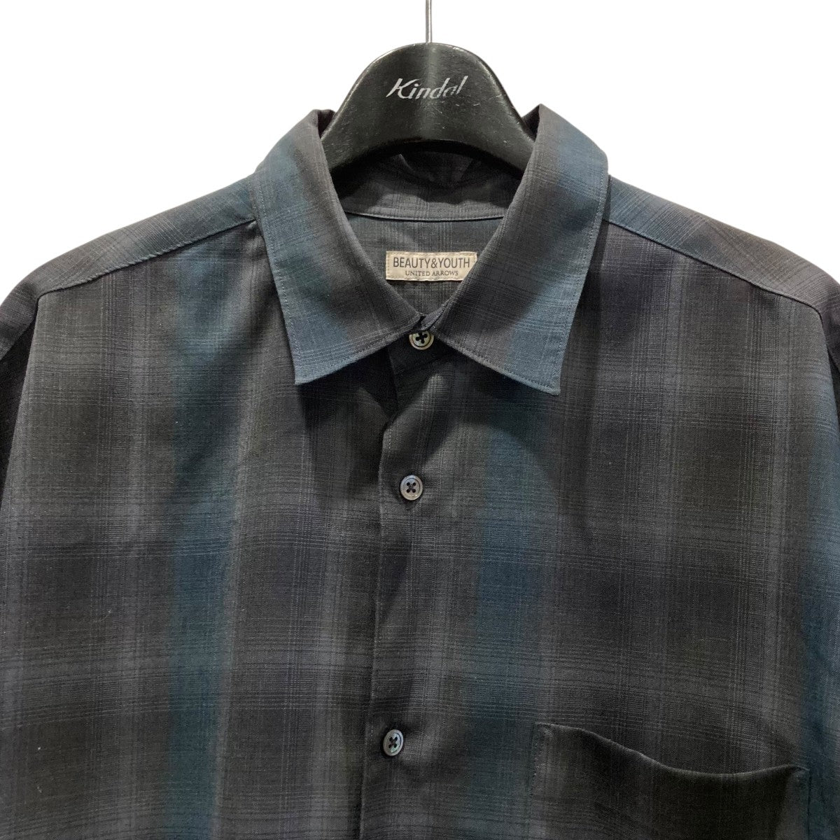 美品BEAUTY&YOUTH UNITED ARROWS オンブレチェックシャツ ブラッシュド オンブレ チェック シャツ