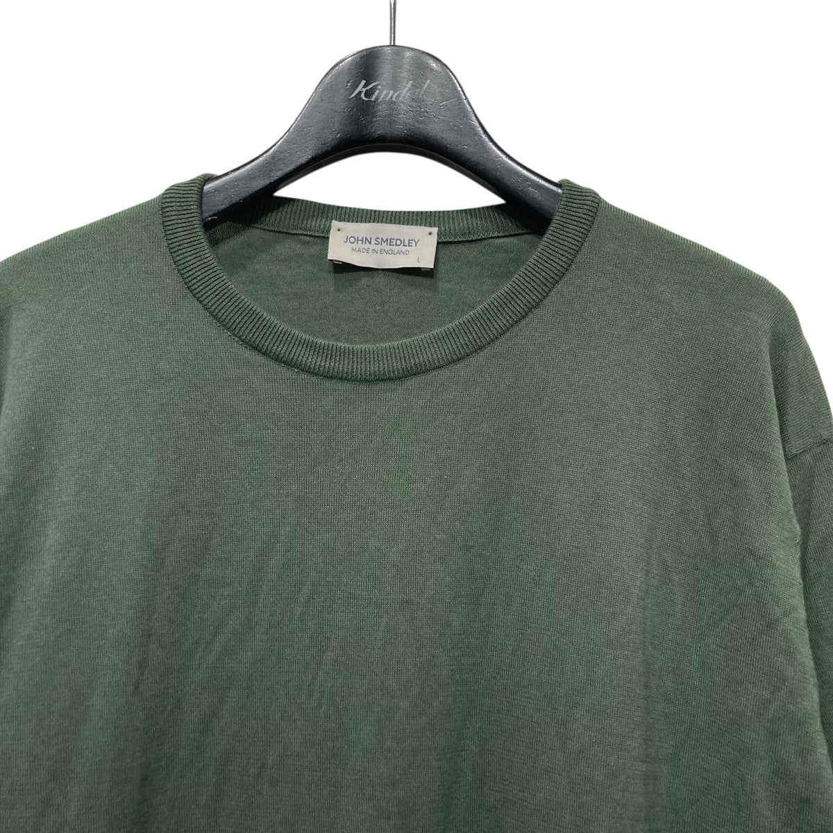 極美品✨ジョンスメドレー 半袖ニット M グリーン ウール コットン 現行タグ JOHN SMEDLEY(ジョンスメドレー) 半袖ニット グリーン サイズ L