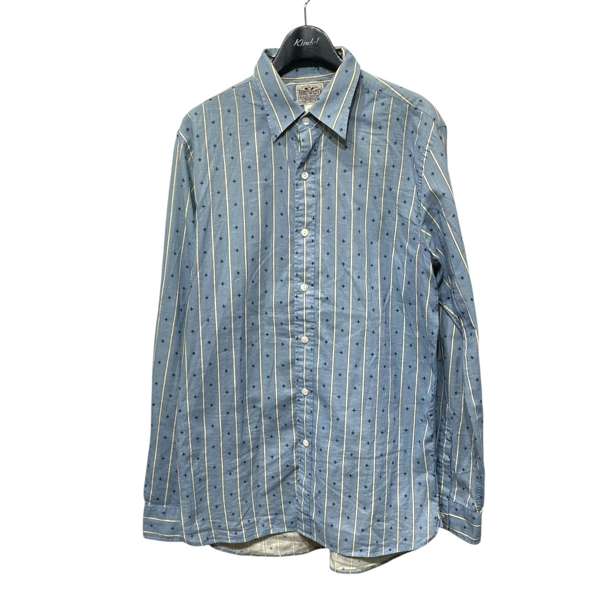 未使用品　ダブルアールエル　RRL ストライプシャツ　タグ付き　L RRL(ダブルアールエル) ストライプシャツ ブルー サイズ M