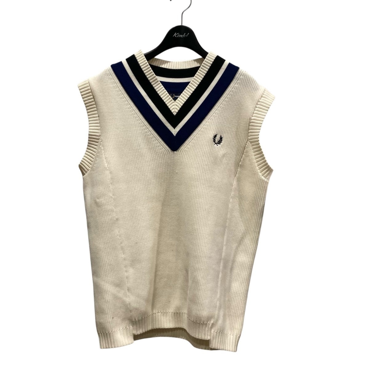 『FRED PERRY』　ニットベスト　チルデン　80s 緑タグ　アイボリー　L FRED PERRY - FRED PERRY ニットベスト チルデン 80s 緑タグ