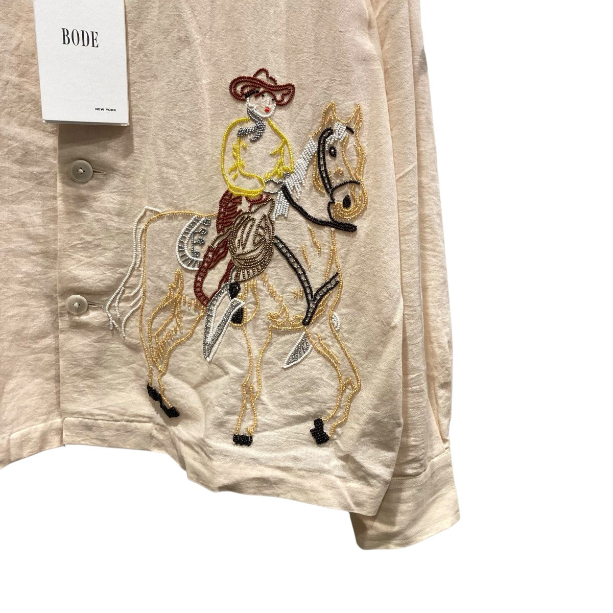 BODE BEADED BUCKAROO LS SHIRTリネンコットン長袖ビーズシャツMRS23SH083 古着・中古-4枚目のアイテム画像