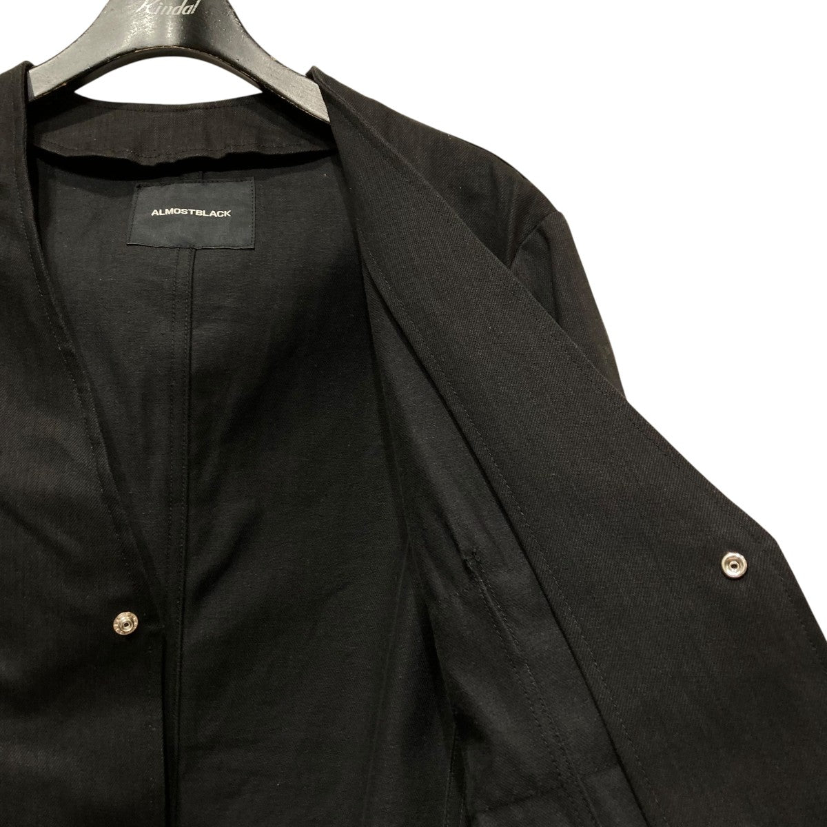 eskandar リネンコーティング 黒 カバーオール サイズ2 ALMOSTBLACK(オールモストブラック) レイヤードデニムコート22AW