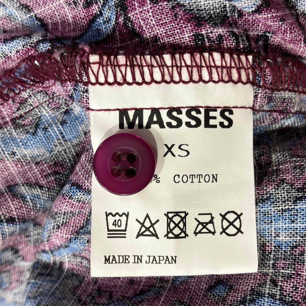 MASSES(マシス) 総柄シャツ パープル サイズ XS｜【公式】カインドオル