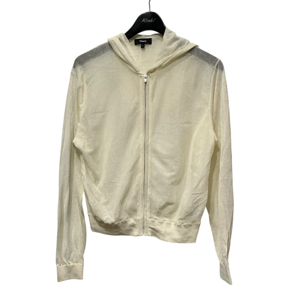 25年式/極美品★セオリー　SHEER CREPE シアー　ジップ　パーカー　P theory(セオリー) SHEER CREPE ZIP BLOUSON HOODIEシアージップ