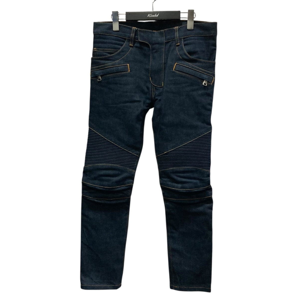 BALMAIN バルマン 蛇腹 バイカーデニム ロックスタイル デニムパンツ 黒 BALMAIN(バルマン) TAPERED 蛇腹バイカーデニムパンツ MH005031D