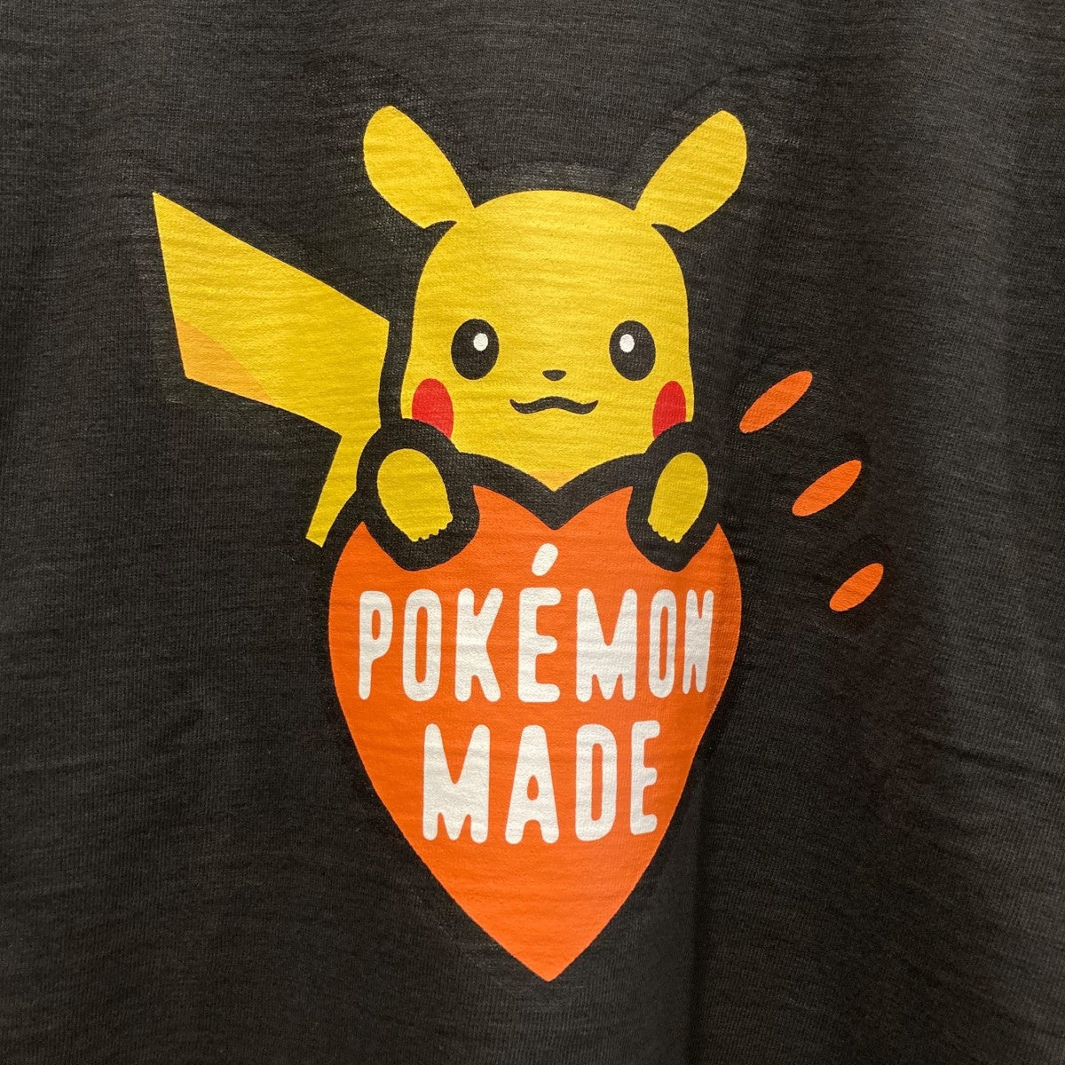 【XL】HUMAN MADE ポケモン ピカチュウ Tシャツ 韓国限定 HUMAN MADE×Pokemon ピカチュウプリントTシャツ ブラック×オレンジ