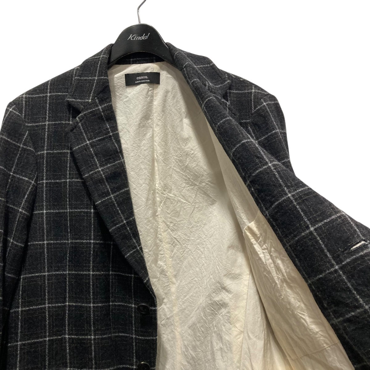 ensou(エンソウ) 2B doni's blazerチェックロングジャケット ブラック