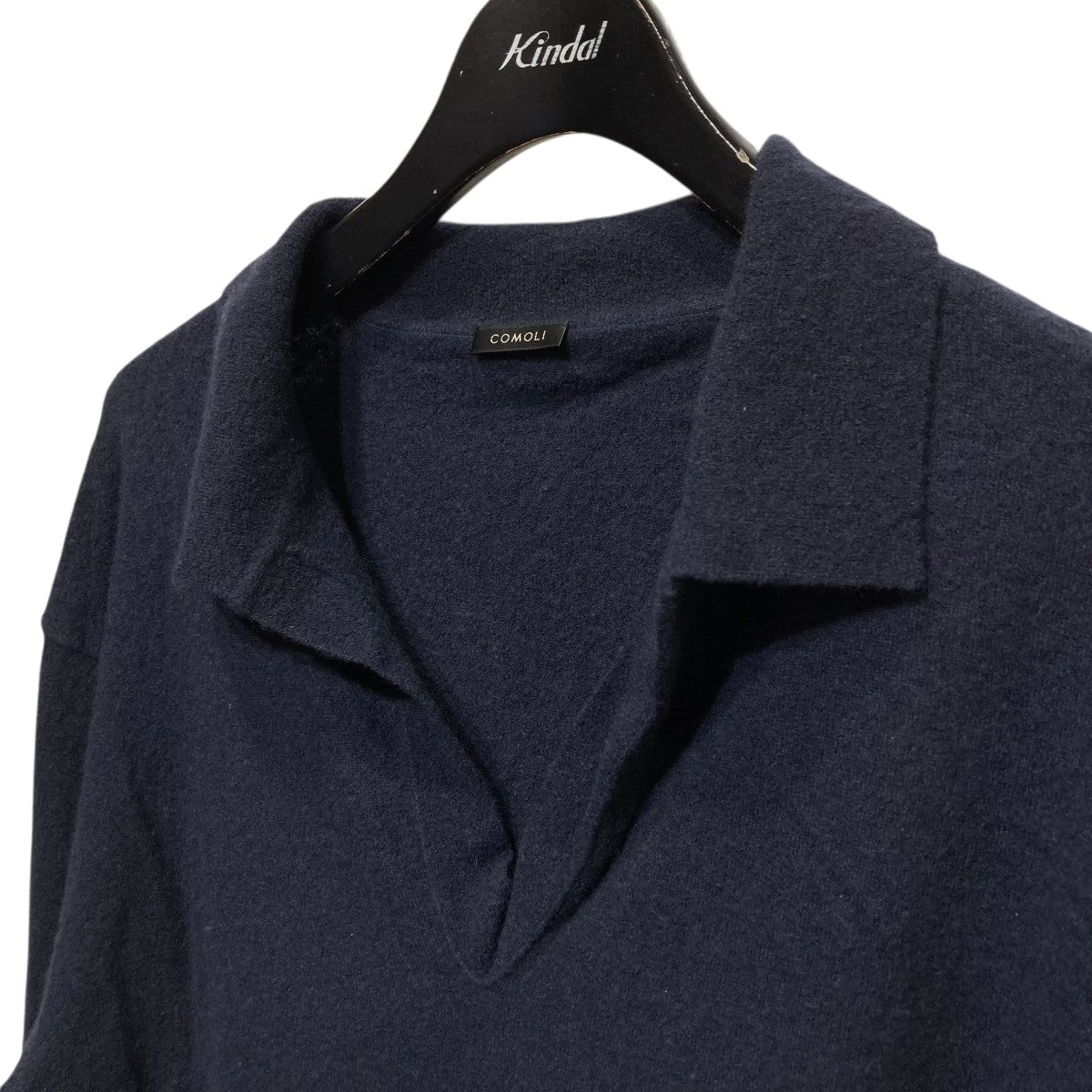 COMOLI 21aw カシミヤコモリニット ネイビー COMOLI コモリ 21AW カシミヤクルーネックニット フリー
