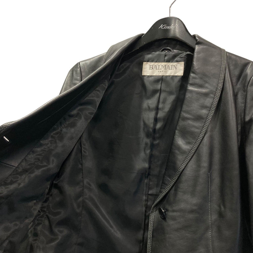 BALMAIN(バルマン) ラムレザーテーラードジャケット ブラック サイズ 9 