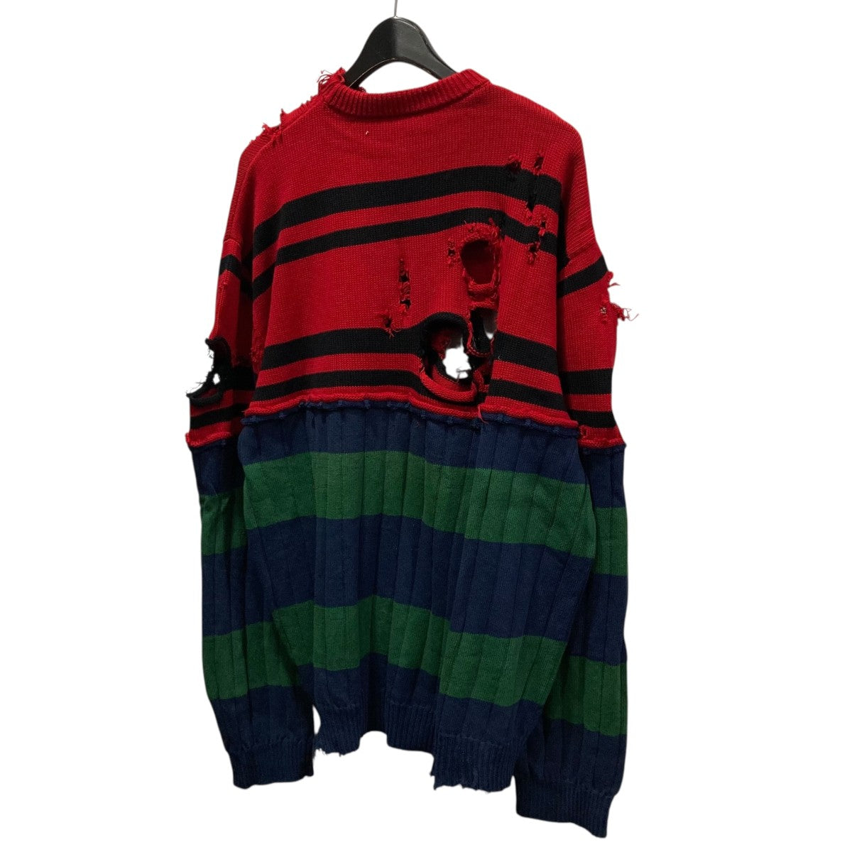 【極美品】BALENCIAGA バレンシアガ　デストロイ　ロゴニット　クラッシュ BALENCIAGA 2021AW デストロイ クルーネック ダメージニット