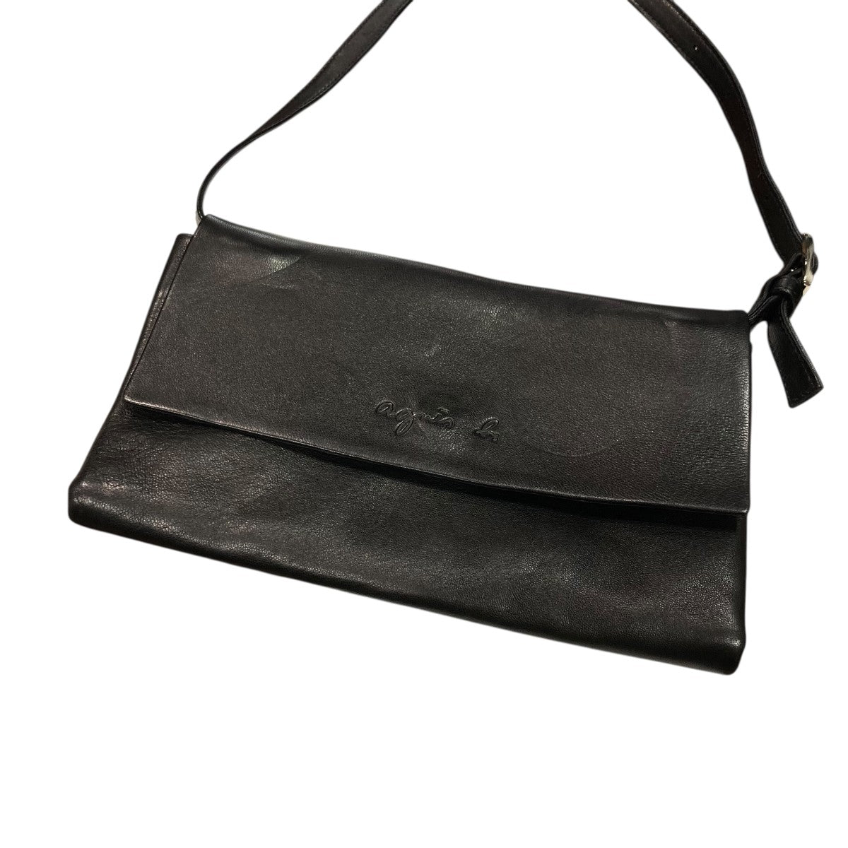 agnes b(アニエスベー) レザーショルダーバッグ ブラック｜【公式