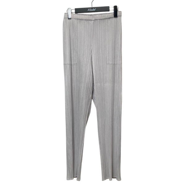 プリーツプリーズ　プリーツ　パンツ　リラックス　グレー　ライトグレー プリーツプリーズPLEATS PLEASE プリーツファブリックプリント