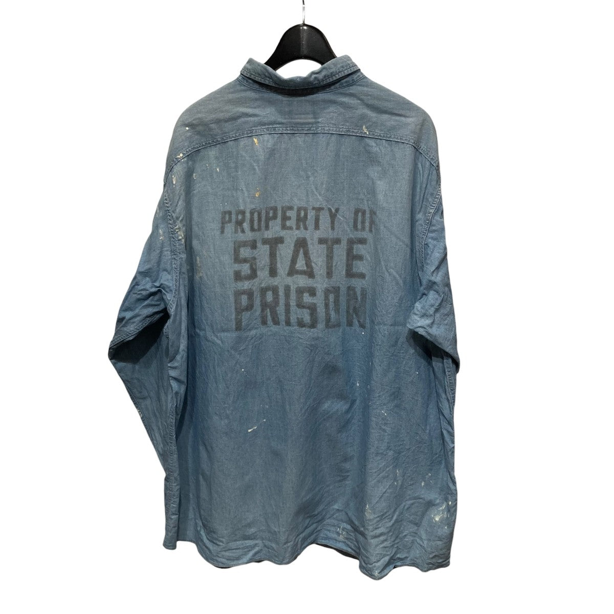 STATE PRISON CHAMBRAY SHIRT INDIGO AGINGペンキ加工シャンブレーシャツ
