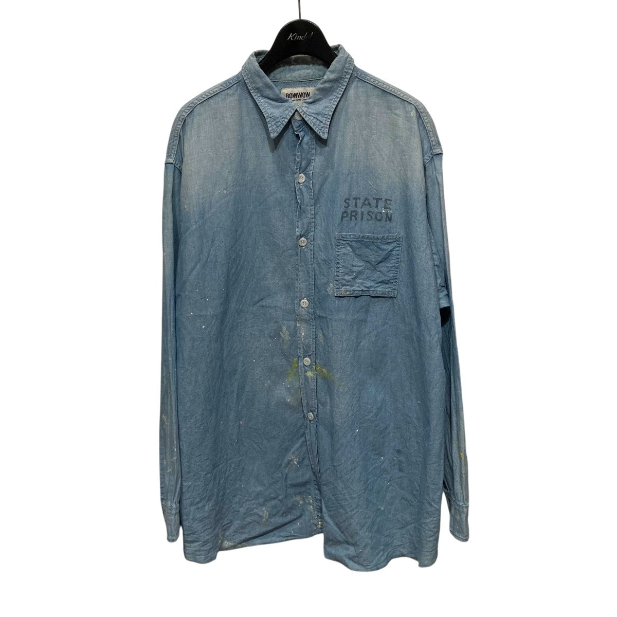 STATE PRISON CHAMBRAY SHIRT INDIGO AGINGペンキ加工シャンブレーシャツ
