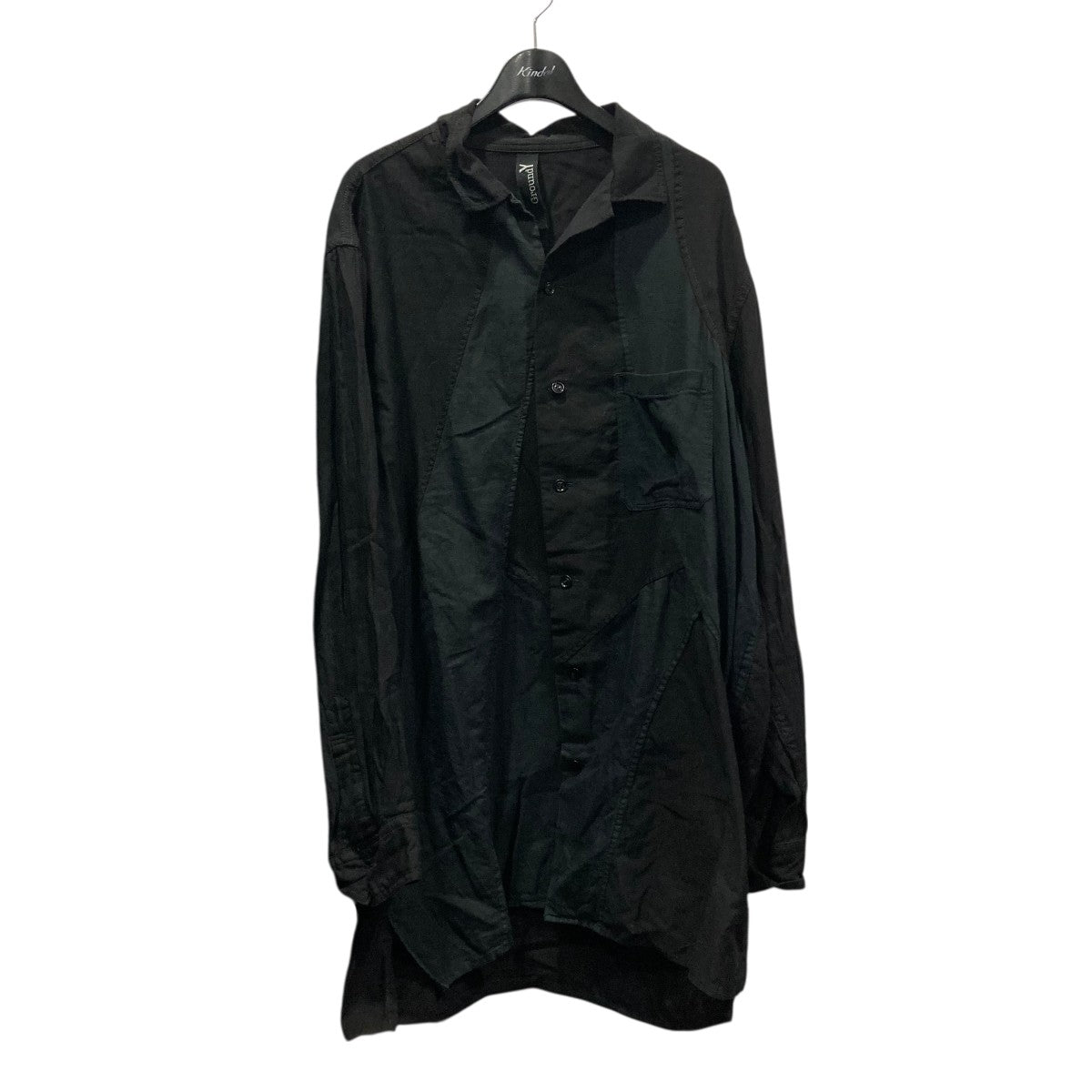 GROUND Y CUBISM PATCHWORK PRODUCT DYED SWITCHING SHIRTパッチワークデザインシャツGP-B21-806 古着・中古-1枚目のアイテム画像