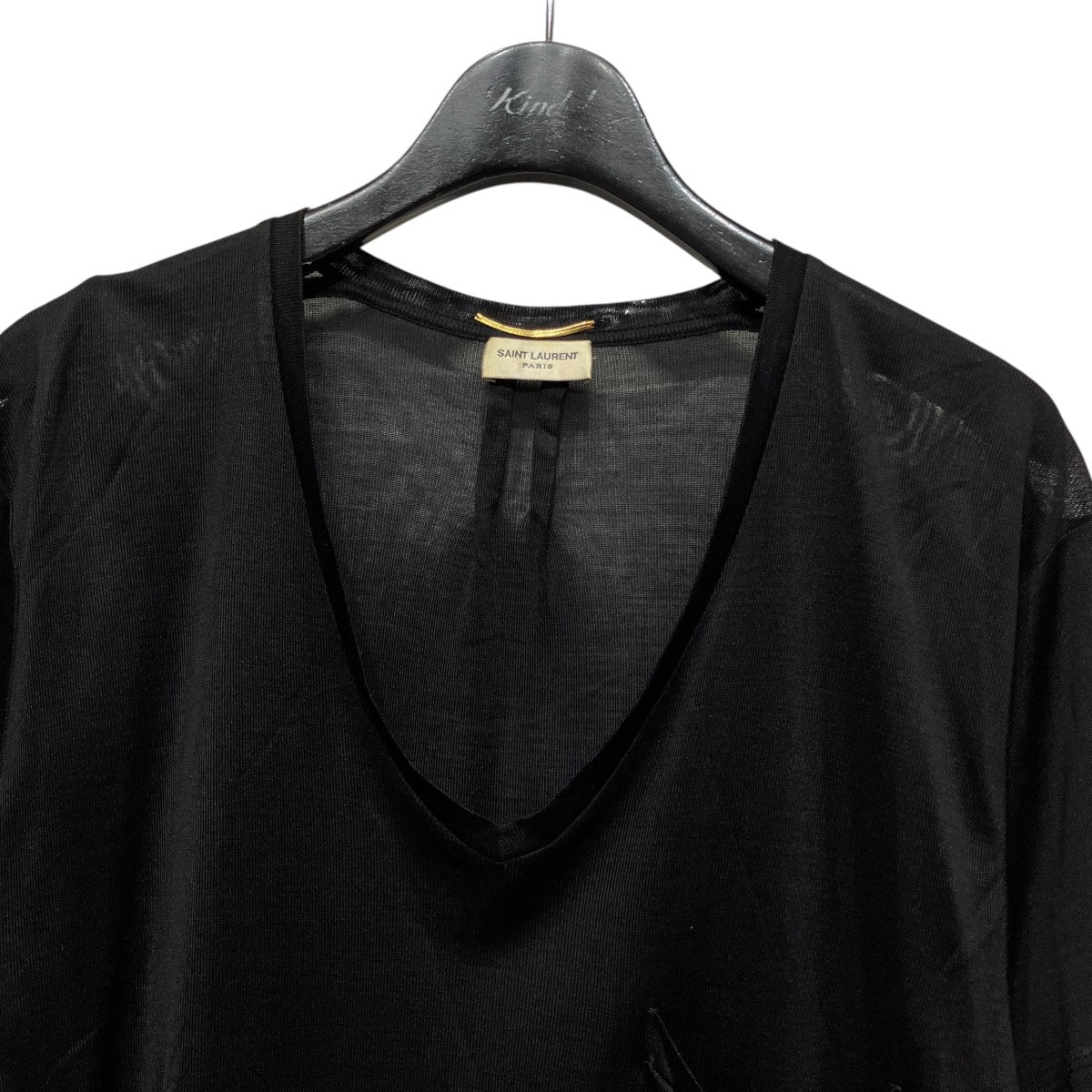 Saint Laurent Paris シルクVネックTシャツ338094 古着・中古-3枚目のアイテム画像