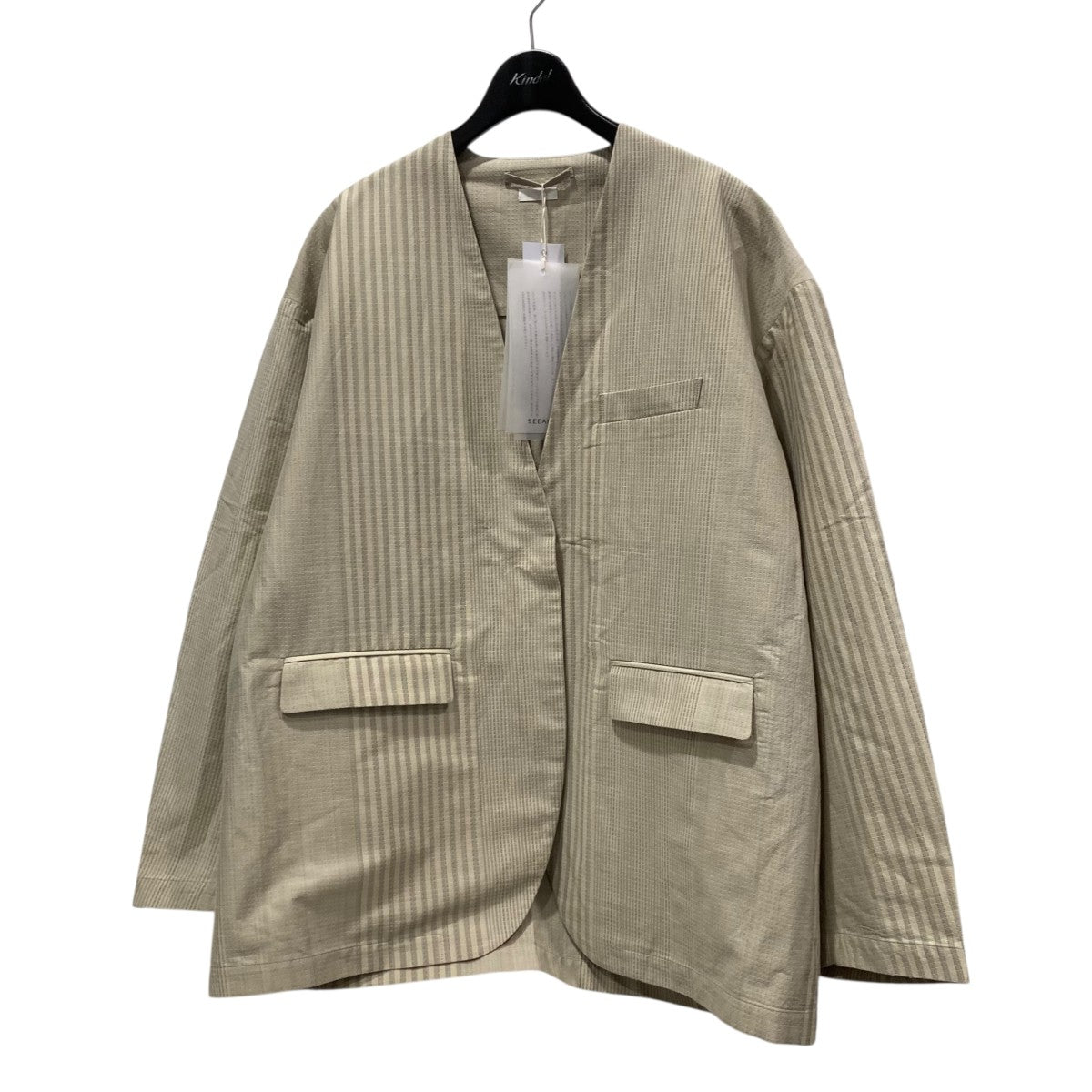 SEEALL(シーオール) COLLARLESS JACKETコットンシルクノーカラー