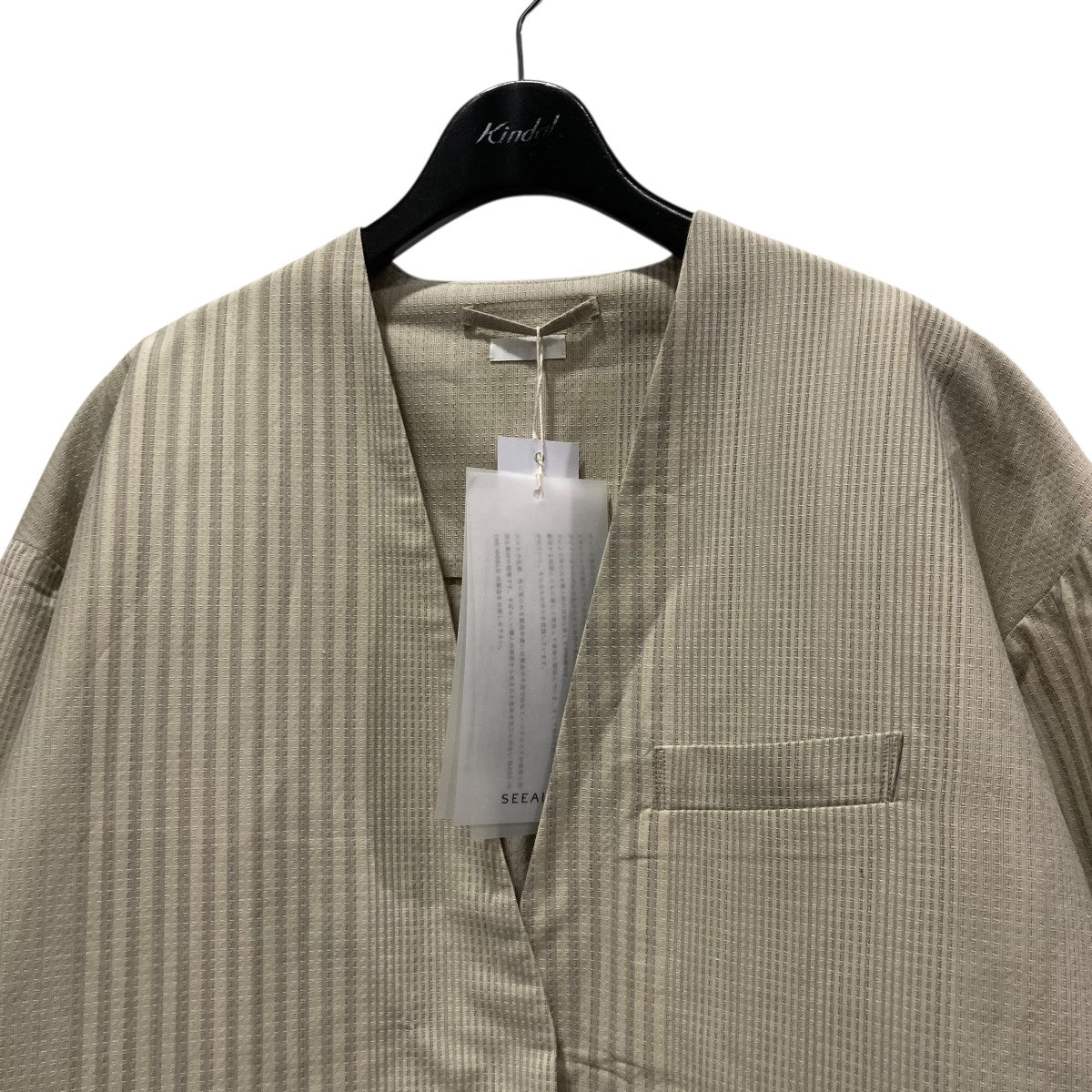 SEEALL(シーオール) COLLARLESS JACKETコットンシルクノーカラー