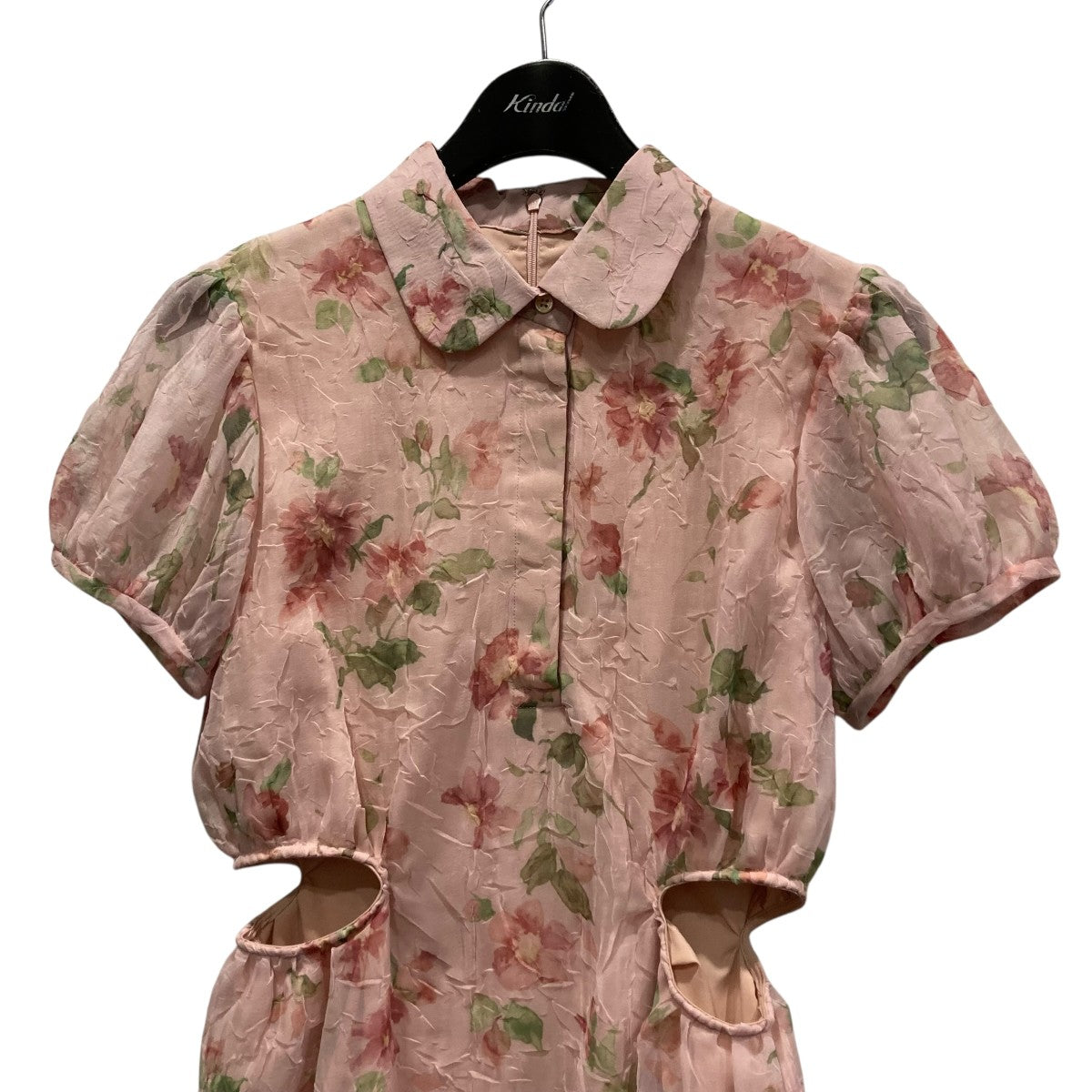 SHEER FLOWER MINI PUFF ONEPIECE半袖花柄ワンピース18112-5202