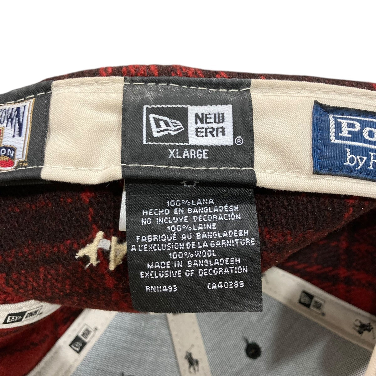 New Era×POLO RALPH LAUREN チェックウールキャップ レッド サイズ XL
