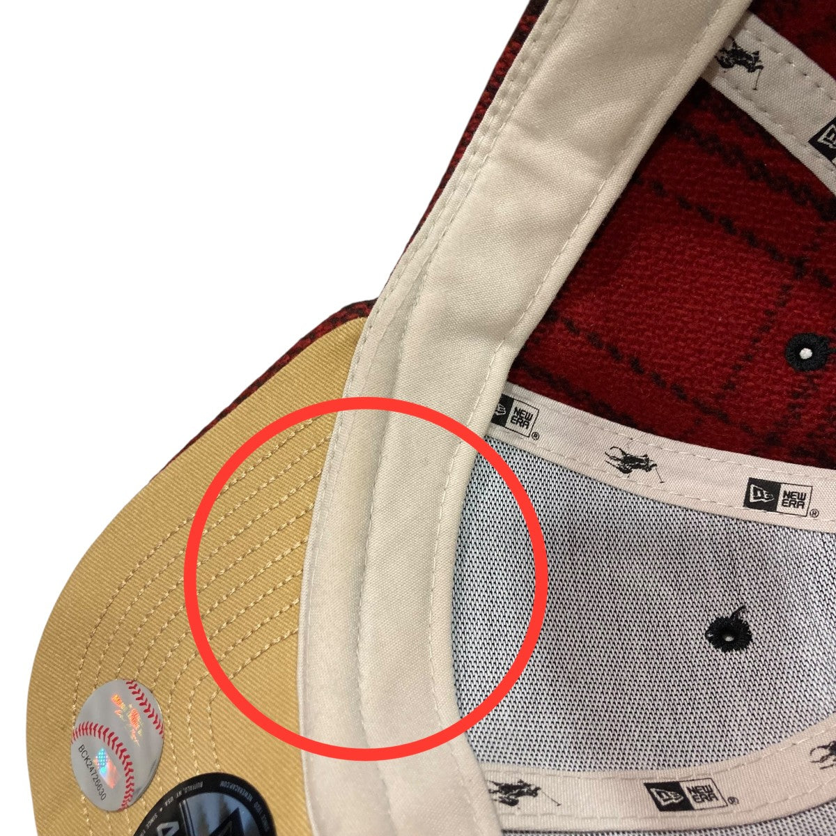 New Era×POLO RALPH LAUREN チェックウールキャップ レッド サイズ XL