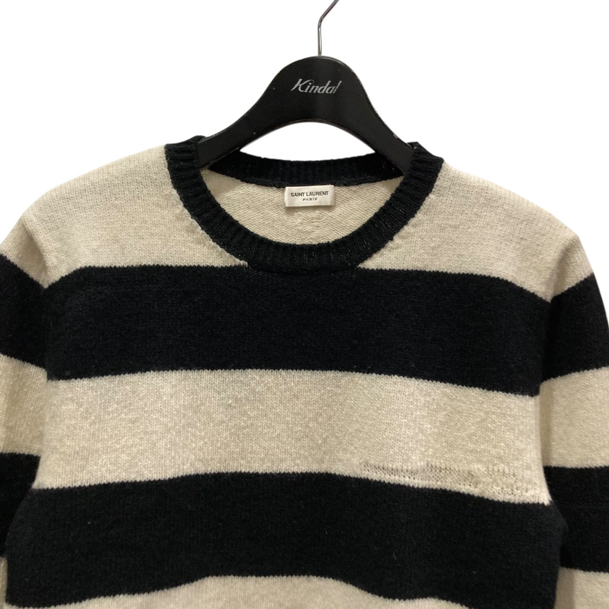 サンローラン　ボーダーニット　ダメージニット サンローラン パリ SAINT LAURENT PARIS ラメボーダーニット ボタン