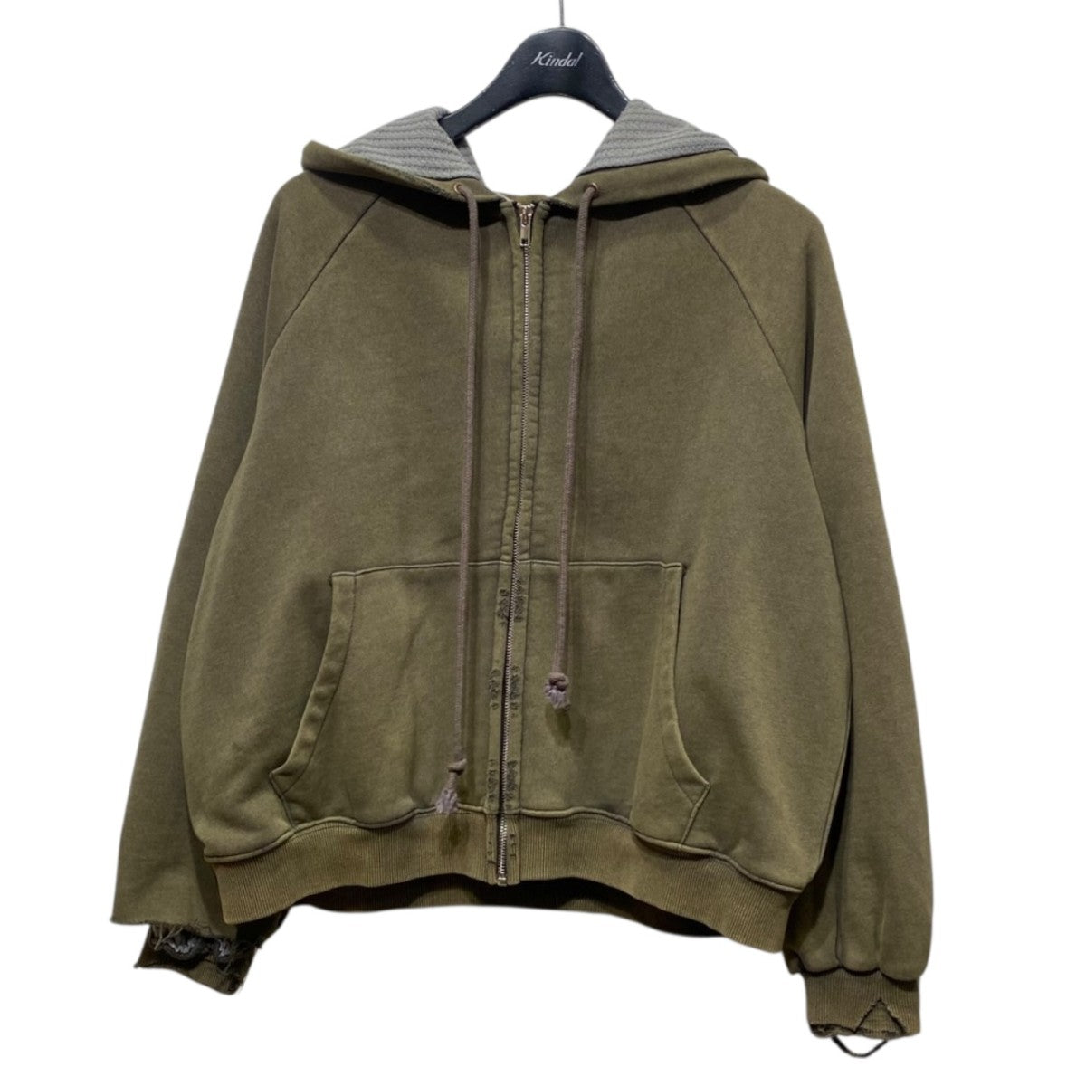 HENCH， thermal lined zip-up hoodieダメージ加工サーマルジップパーカー